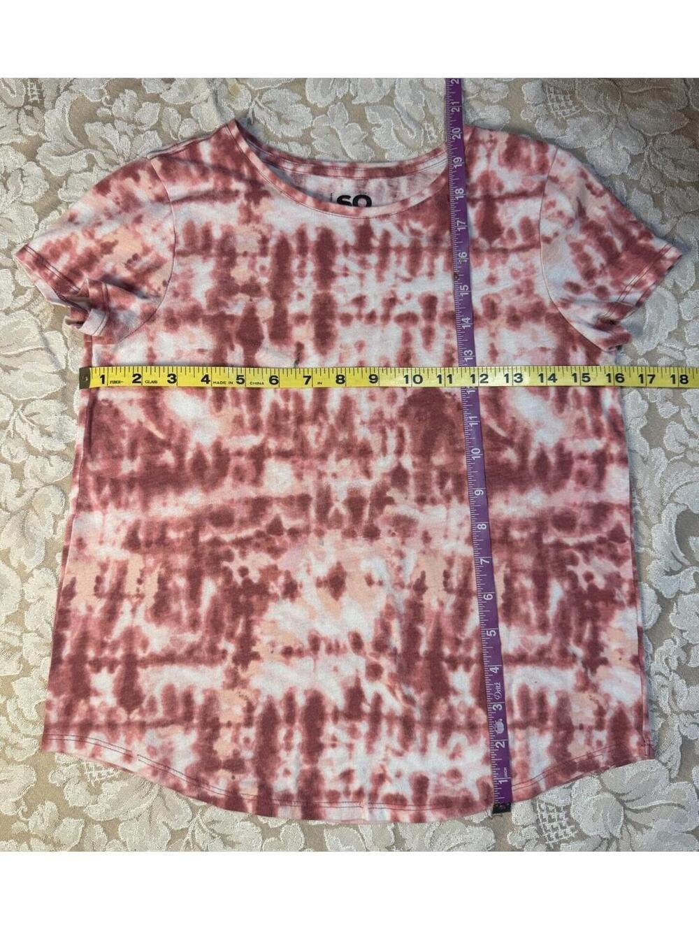 SO Tie-Dye Short Sleeve T-Shirt Size L 10/12 Pink White